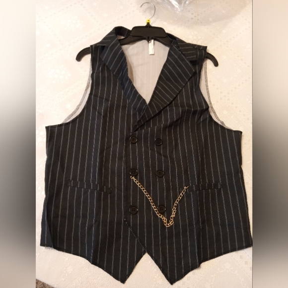 🆕 Adult Roaring 20's Stripe Gangster Vest S/M 42" or 48" to choose from - Picture 4 of 9